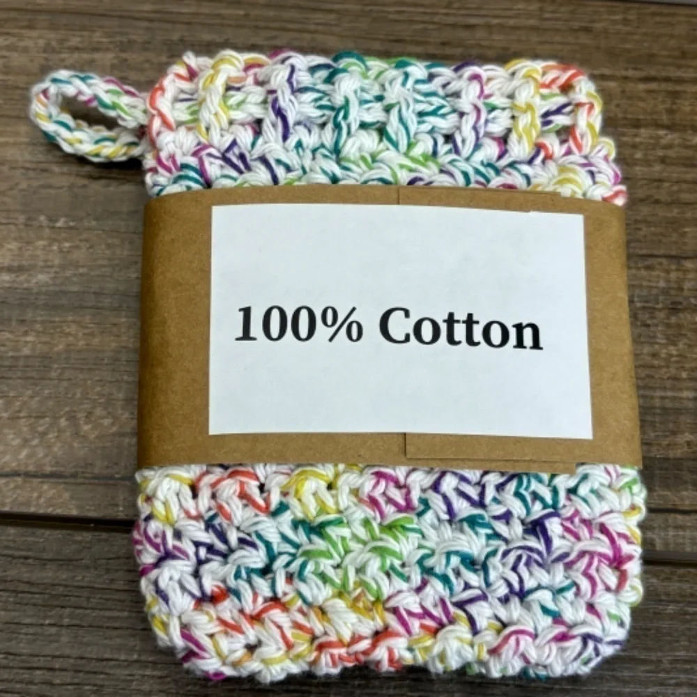 Crochet Bar Soap Saver Cotton Handcrafted Exfoliating Drawstring‎ Pouch Bag